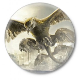Значок с принтом Птица-гром ,  металл | круглая форма, металлическая застежка в виде булавки | Тематика изображения на принте: 