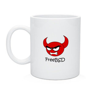 Кружка с принтом FreeBSD демон , керамика | объем — 330 мл, диаметр — 80 мм. Принт наносится на бока кружки, можно сделать два разных изображения | bsd | demon | freebsd | os | unix | демон | злой | ос | чёртик