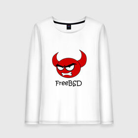 Женский лонгслив хлопок с принтом FreeBSD демон , 100% хлопок |  | bsd | demon | freebsd | os | unix | демон | злой | ос | чёртик