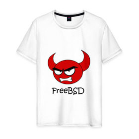 Мужская футболка хлопок с принтом FreeBSD демон , 100% хлопок | прямой крой, круглый вырез горловины, длина до линии бедер, слегка спущенное плечо. | bsd | demon | freebsd | os | unix | демон | злой | ос | чёртик