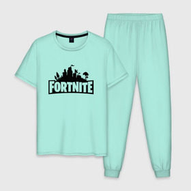 Мужская пижама хлопок с принтом Fortnite , 100% хлопок | брюки и футболка прямого кроя, без карманов, на брюках мягкая резинка на поясе и по низу штанин
 | fortnite