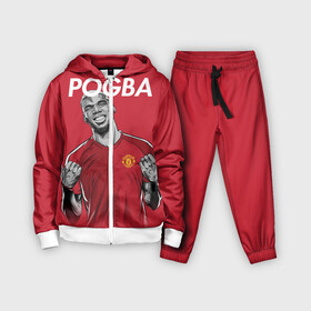 Детский костюм 3D с принтом Pogba Manchester United ,  |  | mu | paul | pogba | манчестер юнайтед | мю | погба | форма