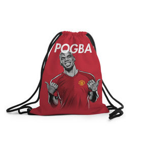 Рюкзак-мешок 3D с принтом Pogba Manchester United , 100% полиэстер | плотность ткани — 200 г/м2, размер — 35 х 45 см; лямки — толстые шнурки, застежка на шнуровке, без карманов и подкладки | mu | paul | pogba | манчестер юнайтед | мю | погба | форма