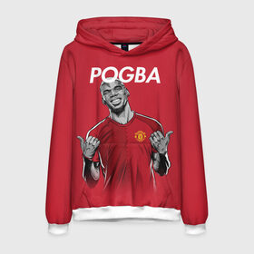 Мужская толстовка 3D с принтом Pogba Manchester United , 100% полиэстер | двухслойный капюшон со шнурком для регулировки, мягкие манжеты на рукавах и по низу толстовки, спереди карман-кенгуру с мягким внутренним слоем. | mu | paul | pogba | манчестер юнайтед | мю | погба | форма