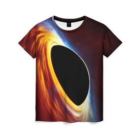 Женская футболка 3D с принтом Black planet , 100% полиэфир ( синтетическое хлопкоподобное полотно) | прямой крой, круглый вырез горловины, длина до линии бедер | Тематика изображения на принте: black hole | planet | space | астрономия | вселенная | звёзды | космос | млечный путь | планета | чёрная дыра