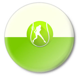 Значок с принтом Теннис ,  металл | круглая форма, металлическая застежка в виде булавки | sport | логотип | мяч | спорт | теннис