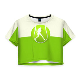 Женская футболка 3D укороченная с принтом Теннис , 100% полиэстер | круглая горловина, длина футболки до линии талии, рукава с отворотами | sport | логотип | мяч | спорт | теннис