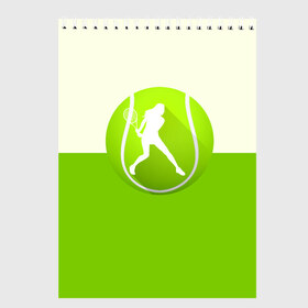 Скетчбук с принтом Теннис , 100% бумага
 | 48 листов, плотность листов — 100 г/м2, плотность картонной обложки — 250 г/м2. Листы скреплены сверху удобной пружинной спиралью | sport | логотип | мяч | спорт | теннис