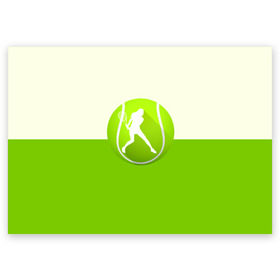 Поздравительная открытка с принтом Теннис , 100% бумага | плотность бумаги 280 г/м2, матовая, на обратной стороне линовка и место для марки
 | sport | логотип | мяч | спорт | теннис