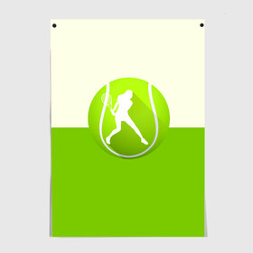 Постер с принтом Теннис , 100% бумага
 | бумага, плотность 150 мг. Матовая, но за счет высокого коэффициента гладкости имеет небольшой блеск и дает на свету блики, но в отличии от глянцевой бумаги не покрыта лаком | sport | логотип | мяч | спорт | теннис