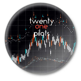 Значок с принтом TWENTY ONE PILOTS ,  металл | круглая форма, металлическая застежка в виде булавки | rock | t.o.p. | top | twenty one pilots | рок