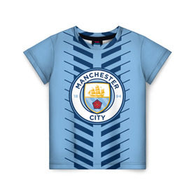 Детская футболка 3D с принтом Manchester city , 100% гипоаллергенный полиэфир | прямой крой, круглый вырез горловины, длина до линии бедер, чуть спущенное плечо, ткань немного тянется | fc | manchester city | манчестер сити | спорт | спортивные | футбол | футбольный