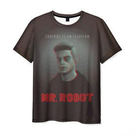 Мужская футболка 3D с принтом Mr Robot , 100% полиэфир | прямой крой, круглый вырез горловины, длина до линии бедер | mister robot | mr robot | rami malek | мистер робот | рами малек