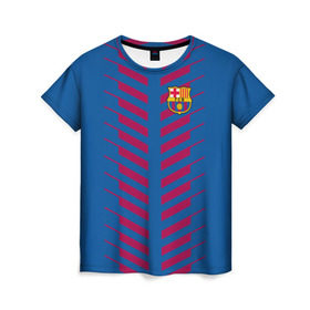 Женская футболка 3D с принтом FC Barcelona 2018 Creative , 100% полиэфир ( синтетическое хлопкоподобное полотно) | прямой крой, круглый вырез горловины, длина до линии бедер | fc | fc barcelona | fcb | барселона | мяч | спорт | футбол | футбольный клуб