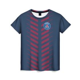 Женская футболка 3D с принтом PSG 2018 Creative , 100% полиэфир ( синтетическое хлопкоподобное полотно) | прямой крой, круглый вырез горловины, длина до линии бедер | fc | fly emirates | paris | psg | лого | париж | псж | спорт | спортивные | фк | футбольный клуб