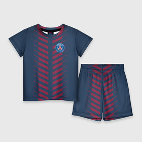 Детский костюм с шортами 3D с принтом PSG LOGO ORIGINAL UNIFORM  ПСЖ ФОРМА ,  |  | Тематика изображения на принте: fc | fly emirates | paris | psg | лого | париж | псж | спорт | спортивные | фк | футбольный клуб
