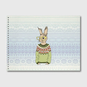 Альбом для рисования с принтом Кролик хипстер , 100% бумага
 | матовая бумага, плотность 200 мг. | Тематика изображения на принте: зима | кролик | новый год | подарок | рождество
