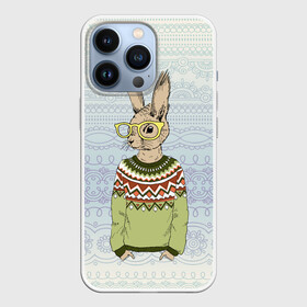 Чехол для iPhone 13 Pro с принтом Кролик хипстер ,  |  | зима | кролик | новый год | подарок | рождество