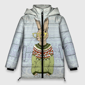 Женская зимняя куртка 3D с принтом Кролик хипстер , верх — 100% полиэстер; подкладка — 100% полиэстер; утеплитель — 100% полиэстер | длина ниже бедра, силуэт Оверсайз. Есть воротник-стойка, отстегивающийся капюшон и ветрозащитная планка. 

Боковые карманы с листочкой на кнопках и внутренний карман на молнии | зима | кролик | новый год | подарок | рождество
