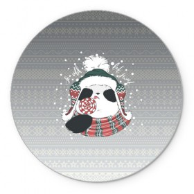 Коврик круглый с принтом So cold, but sweet , резина и полиэстер | круглая форма, изображение наносится на всю лицевую часть | зима | новый год | панда | подарок | рождество