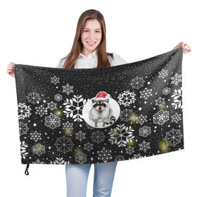 Флаг 3D с принтом Енотик , 100% полиэстер | плотность ткани — 95 г/м2, размер — 67 х 109 см. Принт наносится с одной стороны | енот | зима | новый год | подарок | рождество