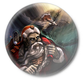 Значок с принтом Bad Santa Claus ,  металл | круглая форма, металлическая застежка в виде булавки | Тематика изображения на принте: зима | новый год | подарок | рождество