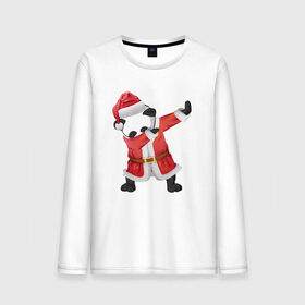 Мужской лонгслив хлопок с принтом Панда Санта-Клаус , 100% хлопок |  | Тематика изображения на принте: зима | новый год | панда | подарок | рождество