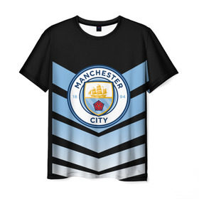 Мужская футболка 3D с принтом Manchester city 2018 Arrow , 100% полиэфир | прямой крой, круглый вырез горловины, длина до линии бедер | fc | manchester city | манчестер сити | спорт | спортивные | футбол | футбольный клуб