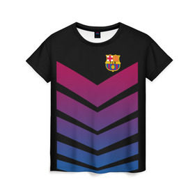 Женская футболка 3D с принтом FC Barcelona 2018 Arrow , 100% полиэфир ( синтетическое хлопкоподобное полотно) | прямой крой, круглый вырез горловины, длина до линии бедер | fc | fc barcelona | fcb | барселона | спорт | спортивные | футбол | футбольный клуб