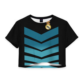 Женская футболка 3D укороченная с принтом Real Madrid 2018 Arrow , 100% полиэстер | круглая горловина, длина футболки до линии талии, рукава с отворотами | Тематика изображения на принте: fc | real madrid | реал мадрид | спорт | спортивные | футбол | футбольный клуб