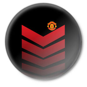 Значок с принтом Manchester United 2018 Arrow ,  металл | круглая форма, металлическая застежка в виде булавки | fc | manchester united | манчестер юнайтед | спорт | спортивные | футбол | футбольный клуб