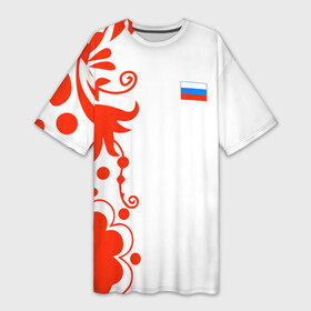 Платье-футболка 3D с принтом Russia   White Collection 2018 ,  |  | 0x000000123 | black collection | russia | россия