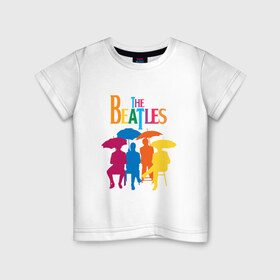 Детская футболка хлопок с принтом The beatles , 100% хлопок | круглый вырез горловины, полуприлегающий силуэт, длина до линии бедер | Тематика изображения на принте: bright | british | legendary | liverpool | rainbow | rock group | spectrum | the beatles | яркие цвета