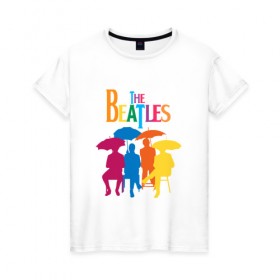 Женская футболка хлопок с принтом The beatles , 100% хлопок | прямой крой, круглый вырез горловины, длина до линии бедер, слегка спущенное плечо | bright | british | legendary | liverpool | rainbow | rock group | spectrum | the beatles | яркие цвета