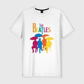 Мужская футболка премиум с принтом The beatles , 92% хлопок, 8% лайкра | приталенный силуэт, круглый вырез ворота, длина до линии бедра, короткий рукав | bright | british | legendary | liverpool | rainbow | rock group | spectrum | the beatles | яркие цвета