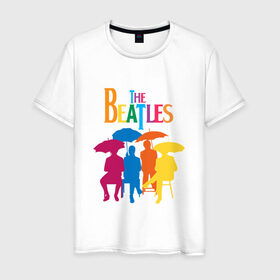 Мужская футболка хлопок с принтом The beatles , 100% хлопок | прямой крой, круглый вырез горловины, длина до линии бедер, слегка спущенное плечо. | bright | british | legendary | liverpool | rainbow | rock group | spectrum | the beatles | яркие цвета