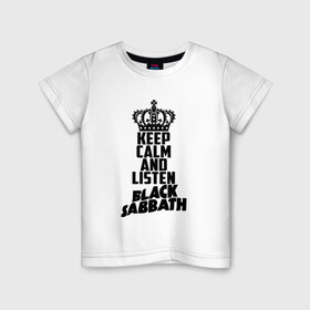 Детская футболка хлопок с принтом Keep calm and listen BS , 100% хлопок | круглый вырез горловины, полуприлегающий силуэт, длина до линии бедер | Тематика изображения на принте: 