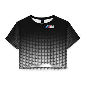 Женская футболка 3D укороченная с принтом BMW 2018 Black and White III , 100% полиэстер | круглая горловина, длина футболки до линии талии, рукава с отворотами | bmw | автомобильные | бмв