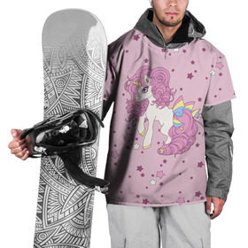 Накидка на куртку 3D с принтом Единорог, , 100% полиэстер |  | anime | bow | hair | horn | horse | pink | pony | star | unicorn | анимэ | бант | единорог | звезды | конь | кудри | лошадка | пони | рог | розовые