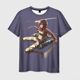 Мужская футболка 3D с принтом Mikasa Атака титанов , 100% полиэфир | прямой крой, круглый вырез горловины, длина до линии бедер | attack on titan | вторжение гигантов | микаса