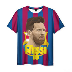 Мужская футболка 3D с принтом Lionel Messi Barcelona , 100% полиэфир | прямой крой, круглый вырез горловины, длина до линии бедер | Тематика изображения на принте: barca | barcelona | barsa | barselona | kit | leo | mesi | messi | барса | барселона | лео | лионель | меси | месси