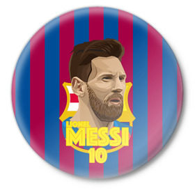 Значок с принтом Lionel Messi Barcelona ,  металл | круглая форма, металлическая застежка в виде булавки | barca | barcelona | barsa | barselona | kit | leo | mesi | messi | барса | барселона | лео | лионель | меси | месси