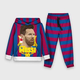 Детский костюм 3D (с толстовкой) с принтом Lionel Messi Barcelona ,  |  | barca | barcelona | barsa | barselona | kit | leo | mesi | messi | барса | барселона | лео | лионель | меси | месси