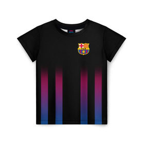 Детская футболка 3D с принтом FC Barcelona Color Line , 100% гипоаллергенный полиэфир | прямой крой, круглый вырез горловины, длина до линии бедер, чуть спущенное плечо, ткань немного тянется | fc barcelona | fcb | барселона | спорт | спортивные | фк | футбол