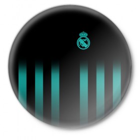Значок с принтом Real Madrid 2018 Line ,  металл | круглая форма, металлическая застежка в виде булавки | fc | real madrid | реал мадрид | спорт | спортивные | фк | футбол