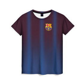 Женская футболка 3D с принтом FC Barcelona Gradient , 100% полиэфир ( синтетическое хлопкоподобное полотно) | прямой крой, круглый вырез горловины, длина до линии бедер | fc | fc barcelona | fcb | барселона | спорт | спортивные | фк | футбол
