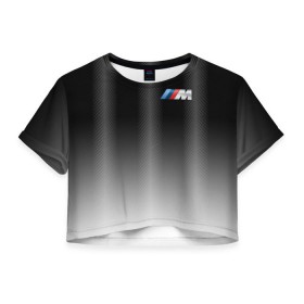 Женская футболка 3D укороченная с принтом BMW 2018 Black Gradient , 100% полиэстер | круглая горловина, длина футболки до линии талии, рукава с отворотами | Тематика изображения на принте: bmw | автомобильные | бмв | машины