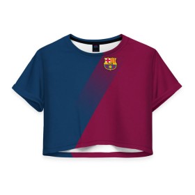 Женская футболка 3D укороченная с принтом FC Barcelona 2018 Элита , 100% полиэстер | круглая горловина, длина футболки до линии талии, рукава с отворотами | Тематика изображения на принте: fc barcelona | fcb | барселона | спорт | спортивные | фк | футбол