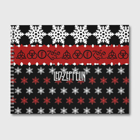 Альбом для рисования с принтом Праздничный Led Zeppelin , 100% бумага
 | матовая бумага, плотность 200 мг. | Тематика изображения на принте: led zeppelin | блюз | группа | джимми пейдж | джон генри бонэм | джон пол джонс | знак | красный | лед зепелен | лед зеппелин | метал | надпись | новогодний | новый год | праздник | роберт плант | рождество