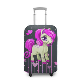 Чехол для чемодана 3D с принтом Pony , 86% полиэфир, 14% спандекс | двустороннее нанесение принта, прорези для ручек и колес | pink | poni | pony | лошадка | лошадь | пони | розовый